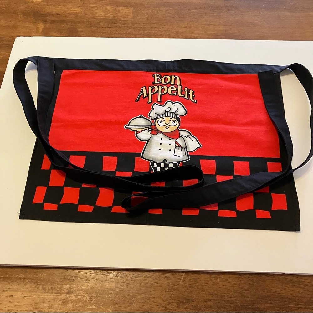 Hand Crafted Red and Black Chef Apron
